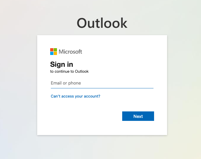 outlook on the web sign in page