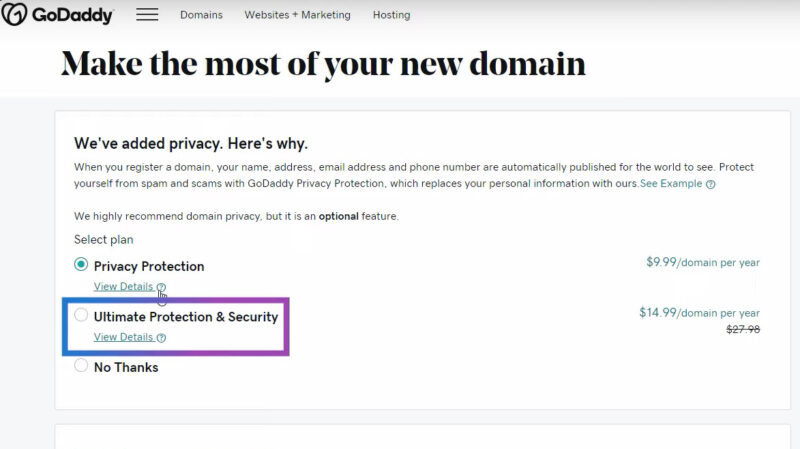 godaddy domain privacy